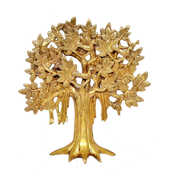 Brass Kalpavriksha Tree Table Standing Figurine (Height: 8.5 inch) Study Setting