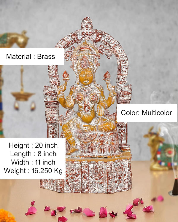 Brass Lakshmi Idol Laxmi Sitting Statue for The Puja Temple at Home Decor Office (Height: 20 Inch) Entryway Setting