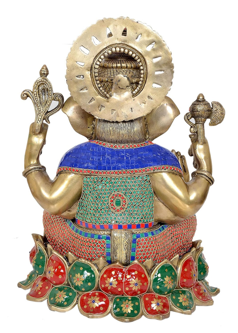Brass Lord Ganesha Grand Sculpture (Height 21.5 Inch)