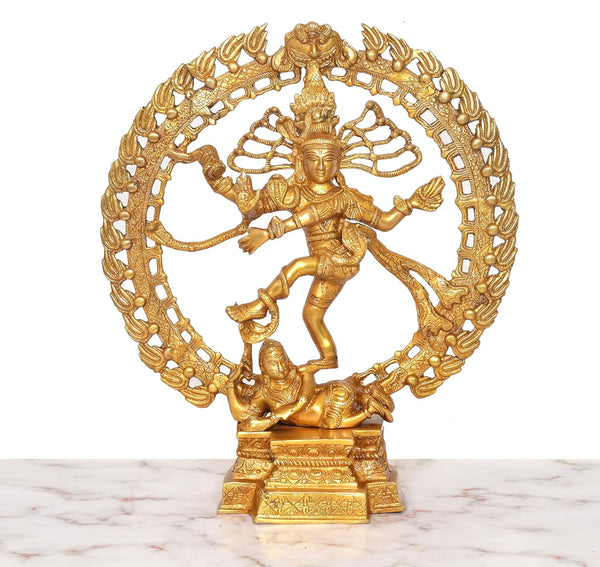 Brass Lord Shiva Dancing Natraj Idol (Height: 16 inch) Study Setting
