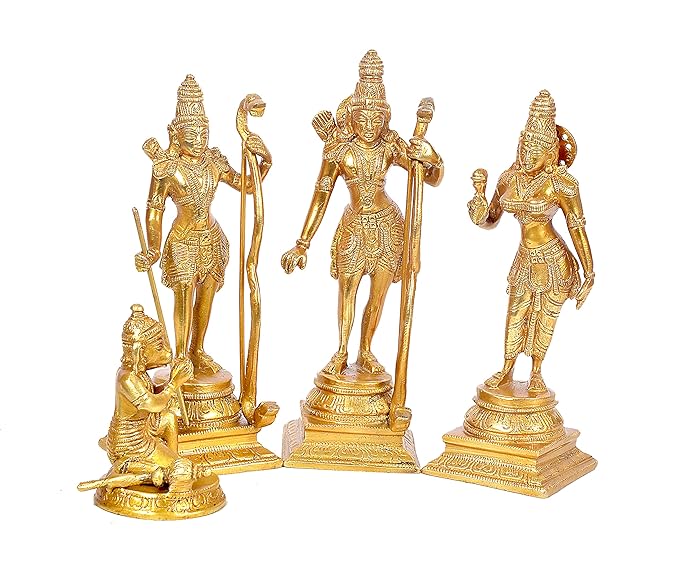 Brass Shri Ram Darbar Statue Idol Ram Darbar Rama Height 8 inch Craft Detail