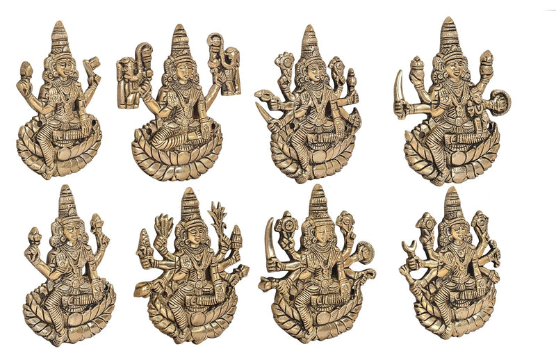Brass Goddess Ashtalakshmi Wall Hanging (Set of 8) (Height 5.5 Inch)
