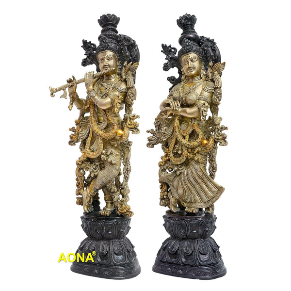Brass Radha Krishna Statue (Height 29 Inches) Study Setting
