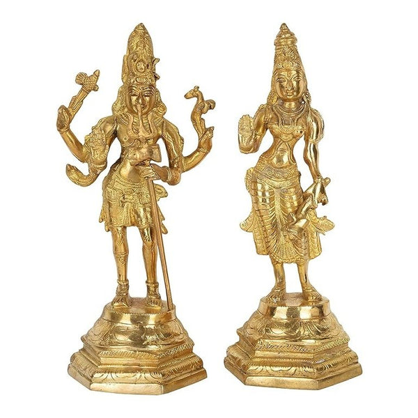 Shiv Parvati Brass Statue Mandir Setting