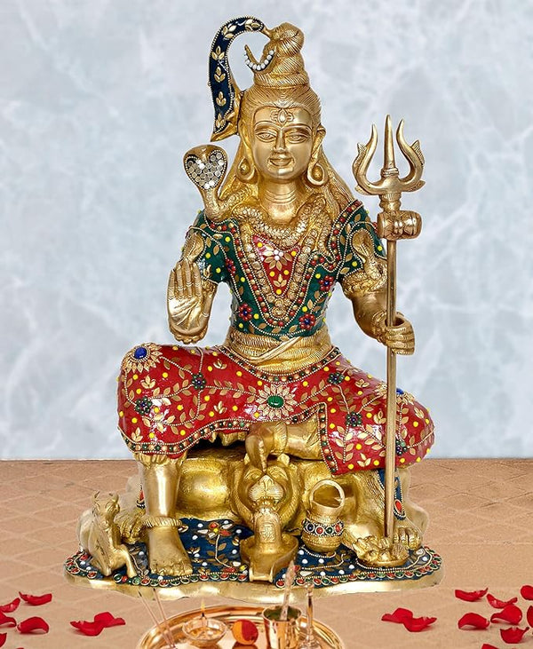 Brass Lord Shiva Shiv Murti Sculpture, Height : 18" Inches Home Decor Mandir Setting