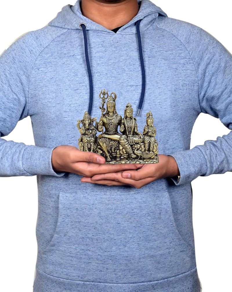 Bronze Shiv Parivar Shiva Family Idol Family for Home Decor Mandir Pooja Showpiece (Height 4.5 Inch)