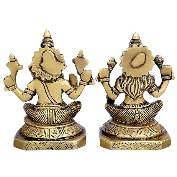 a God Ganesha Lakshmi Idol Brass Statue for Pooja and Home Decor Height 4 Inch Entryway Setting