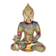 Brass Buddha Idol with detailed stone work (Height: 9 inches)