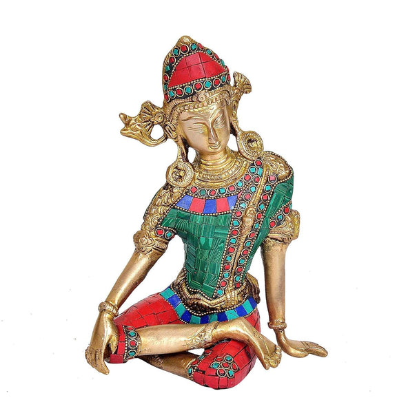 Brass Lord Indra Dev Idol (Height : 9.5 inches)