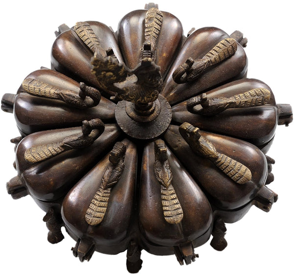 Brass Peacock Ritual Box with Lids statue (Height :5 Inches) Entryway Setting