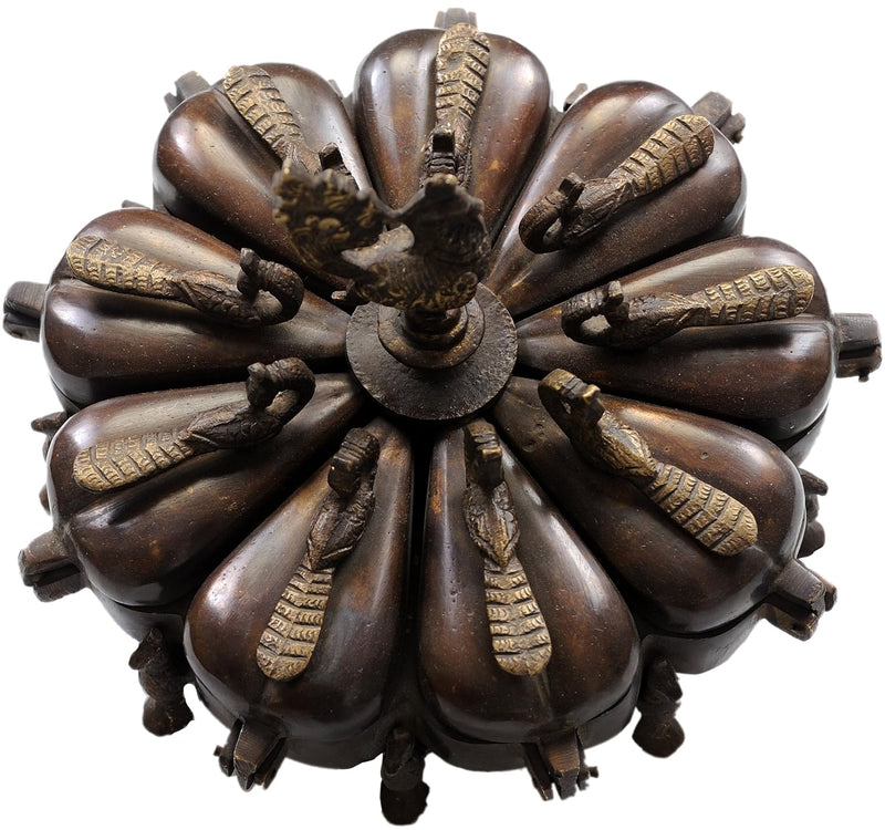 Brass Peacock Ritual Box with Lids statue (Height :5 Inches)