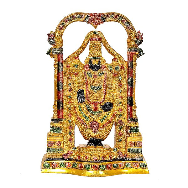 God Tirupati Balaji Sri Venkateswara Idol Spiritual - Brass Height 8.0 Inches Width 5.5 Inches Depth 2.25 Inches Mandir Setting