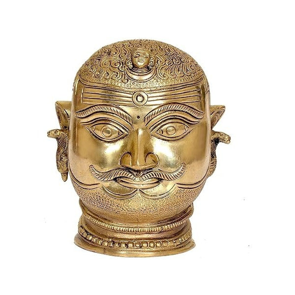Brass Shiva Head Statue Idol for Home Decor Temple | Height : 6 inches Mandir Setting
