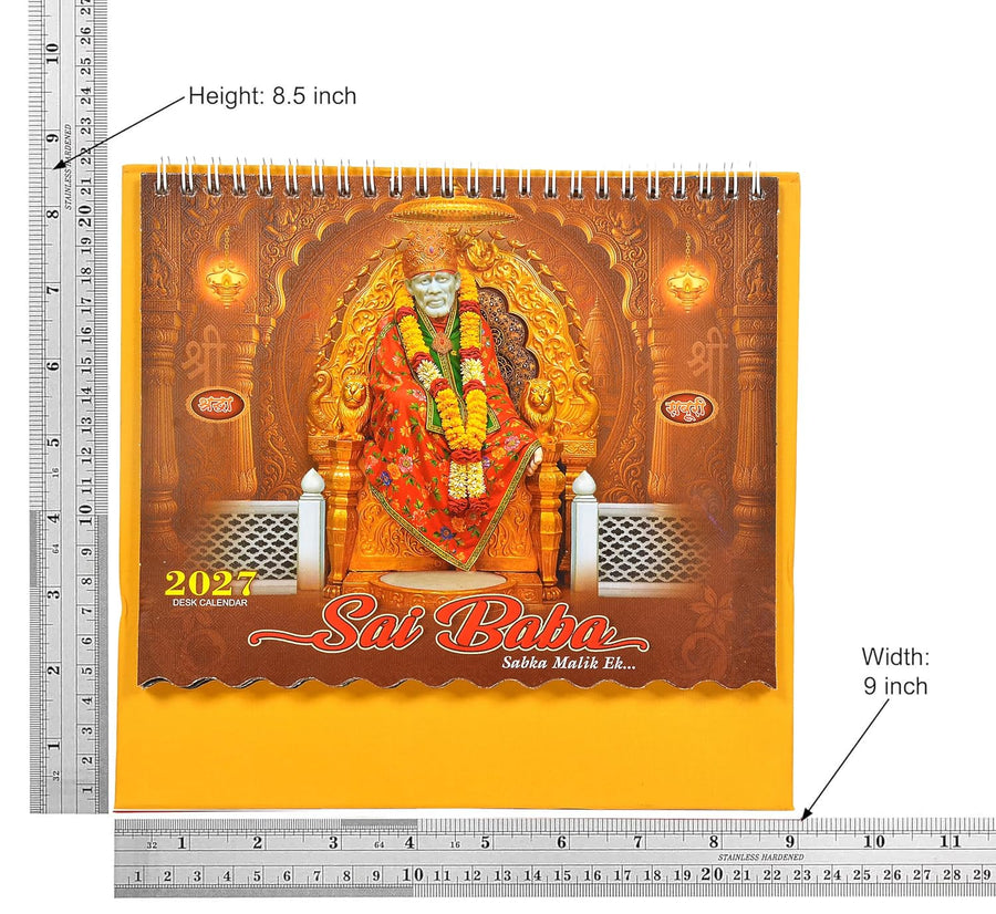 Table Top SAi Baba Desk Standing Calendar For Home and Office Table Calendar 2027 (Height:8.5 Inches) Craft Detail