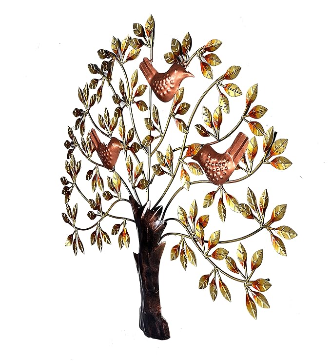 Iron Beautiful Tree with birds Wall Hanging for manifesting peace (Height: 31 Inches)