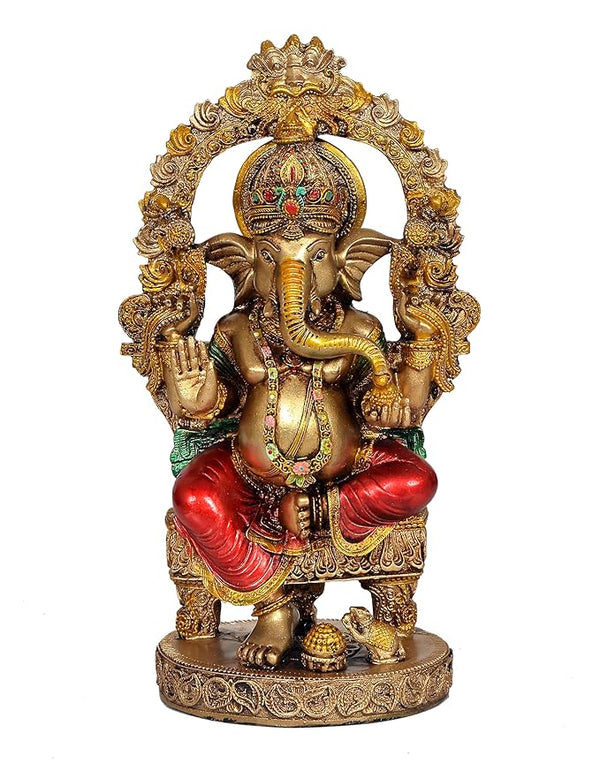 Resin Lord Ganesha Idol Statue Hindu Idol Figurine Decorative Showpiece Height 10 Inches Entryway Setting
