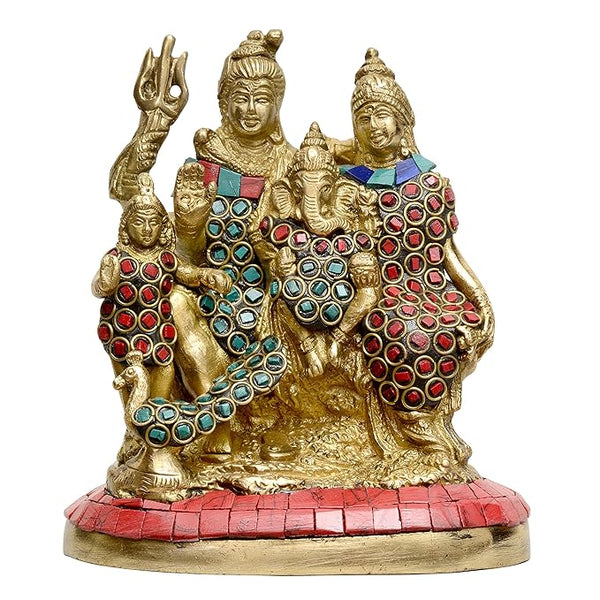 Brass Shiv Parivar Shiva Family Idol Family Home Decor Height 6 Inch Mandir Setting