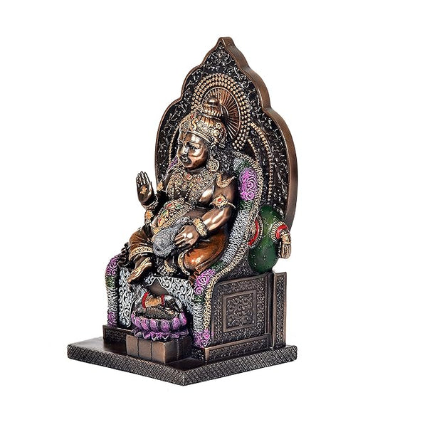 Bonded Bronze Kuber Murti Statue Idol for Diwali Pooja, Height : 7.5 inch Study Setting