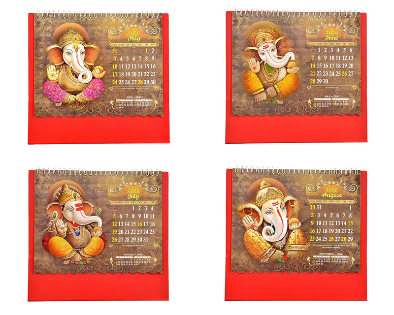 Table Calendar 2026 Mangal Murti Shree Ganesh |12 Months| (Size 8.5 x 9 Inch)