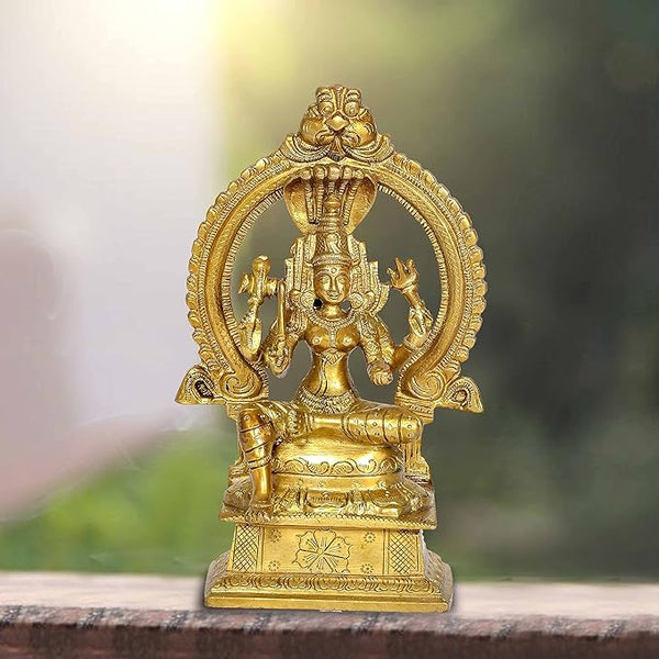 Brass Lord Mariamma Idol Statue Figurine Sculpture for Home Office Temple Decorative Showpiece Gift Item Golden Height 6.8 Inches Mandir Setting