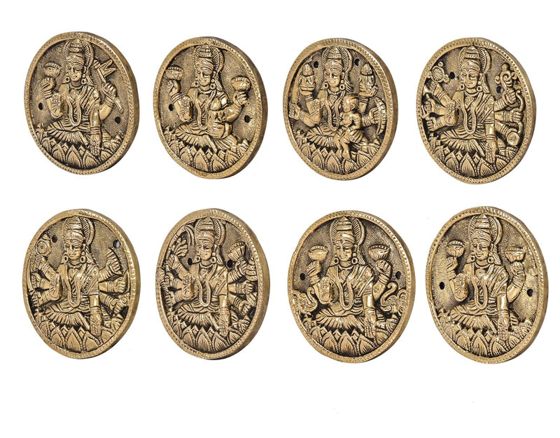 Brass Goddess Ashtalakshmi Wall Hanging (Set of 8) (Height 3.5 Inch)