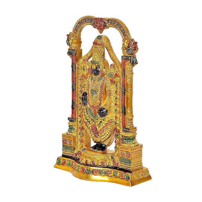 God Tirupati Balaji Sri Venkateswara Idol Spiritual - Brass Height 8.0 Inches Width 5.5 Inches Depth 2.25 Inches Craft Detail
