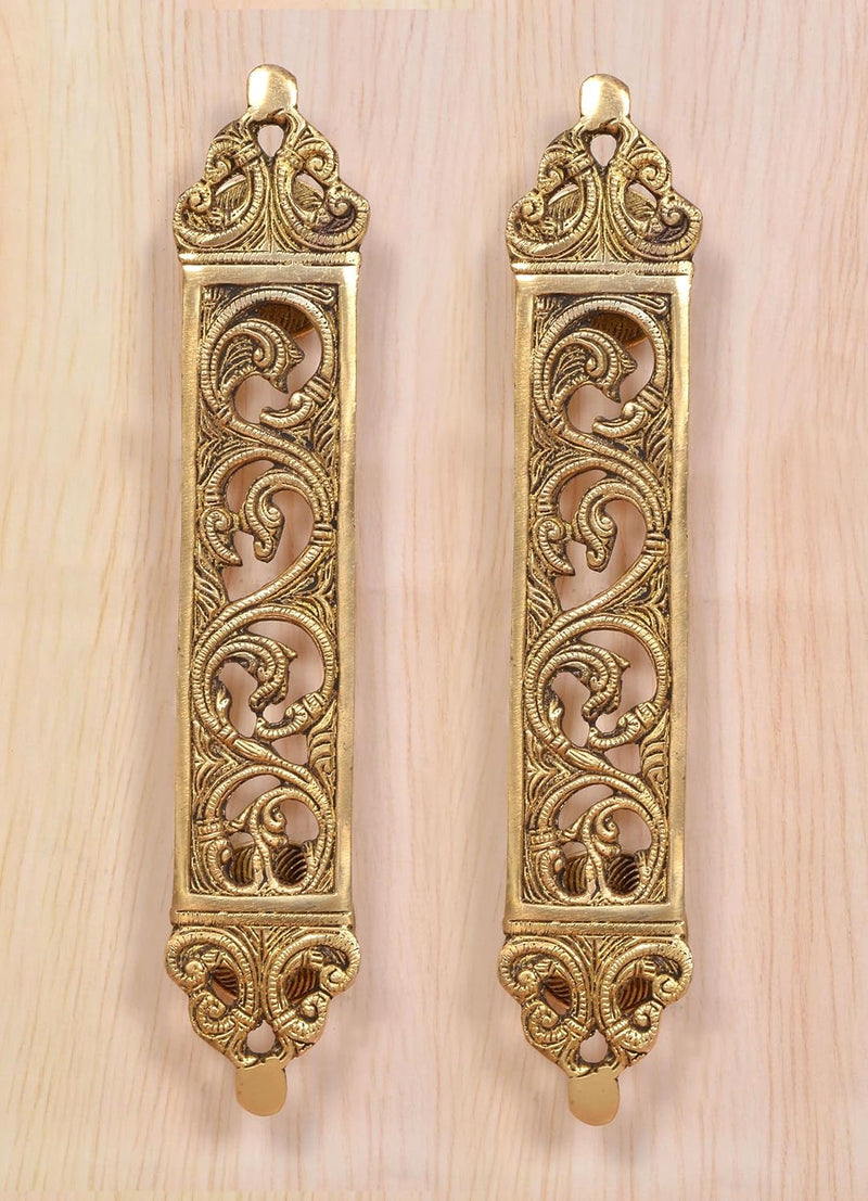 Brass Filigree Flower Main Door Pull Handle Pair (Pack of 2) (Height : 12 inch)