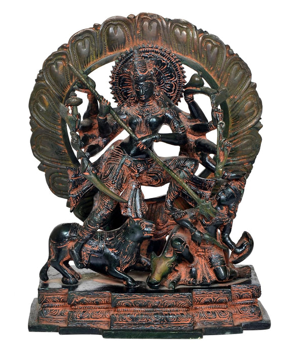 Brass Goddess Mahishsura Mardini Devi Durga Maa Idol Brass Statue Puja Hindu Festival Home Decor (Height : 12 inch) Entryway Setting