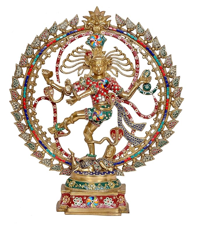 Brass Natraj Lord Shiva Dancing Natraj Brassl Idol Statues Multicolor (Height: 24 inch) Craft Detail