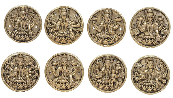 Brass Goddess Ashtalakshmi Wall Hanging (Set of 8) (Height 3.5 Inch) Study Setting