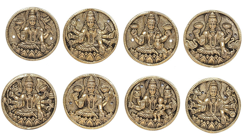 Brass Goddess Ashtalakshmi Wall Hanging (Set of 8) (Height 3.5 Inch)