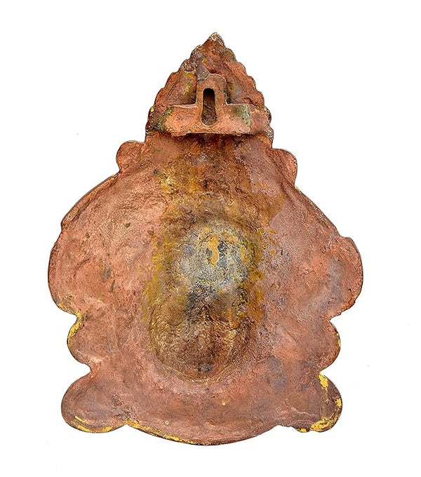 Brass Maa Durga Face Mask Wall Hanging Religious Figurine for Home and Office Wall Decor Showpiece Dust Brown Height 11 Inches Study Setting