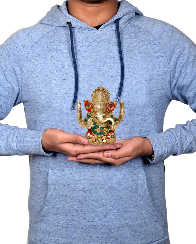 Ganesha Ganesh Ganpati Statue Idol Murti for Home Decor (Height : 4.5 inch) (Multicolor 1)
