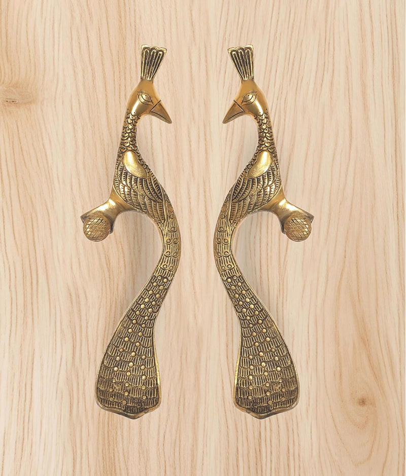 Brass Peacock Design Door Handle Pair (Pack of 2) (Height : 13 inch)