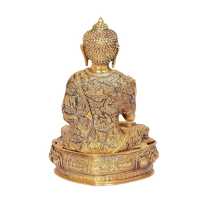 Brass Gautam Buddha Statue in Abhaya Mudra (Height: 14 inches)