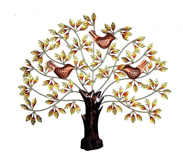 Iron Beautiful Tree with birds Wall Hanging for manifesting peace (Height: 31 Inches) Mandir Setting