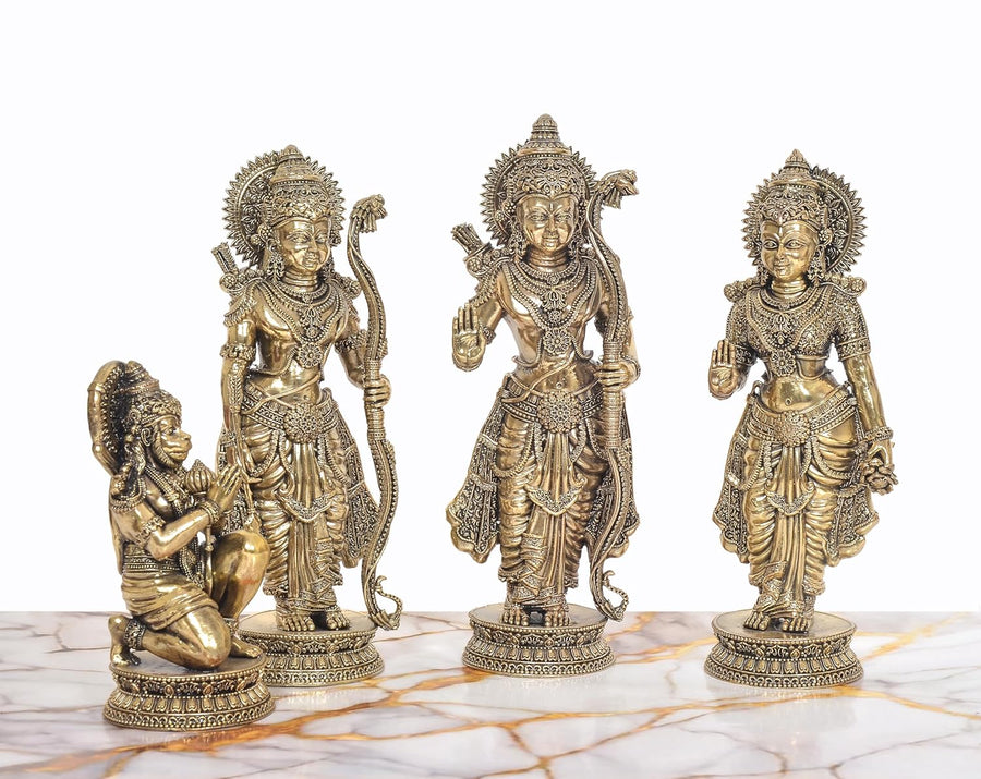Superfine Brass Ram Darbar detailed murti Sculpture perfect for home mandir (Height: 10 Inch) Craft Detail