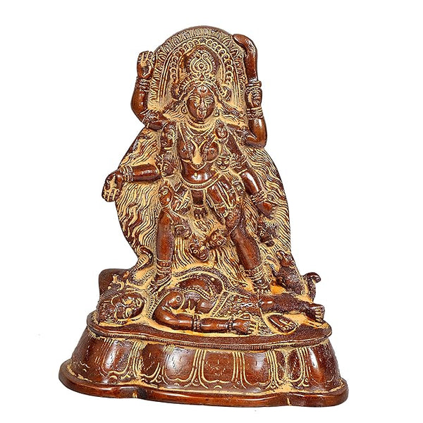 Brass MATA Kali Murti Adhi Shakti Maa Goddess Kali Brass Idol Puja Room Office Temple Height 5 Inches Entryway Setting