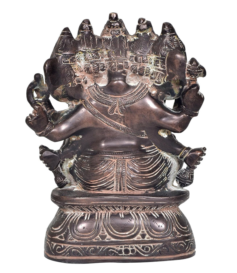 Brass Panchmukhi Ganesha Ancient Finish Murti (Height : 8 Inch)