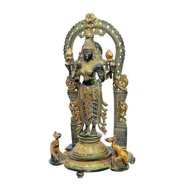 Brass Devi Laxshmi Idol Maa Laxmi Idol for Diwali Pooja for Home Height 16.1 Inch Entryway Setting