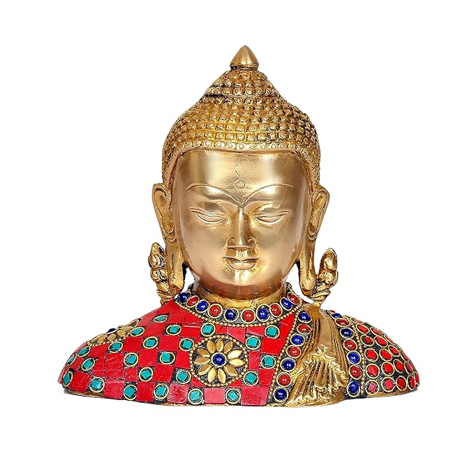 Brass Buddha Bust Showpiece (Height : 6 Inches)