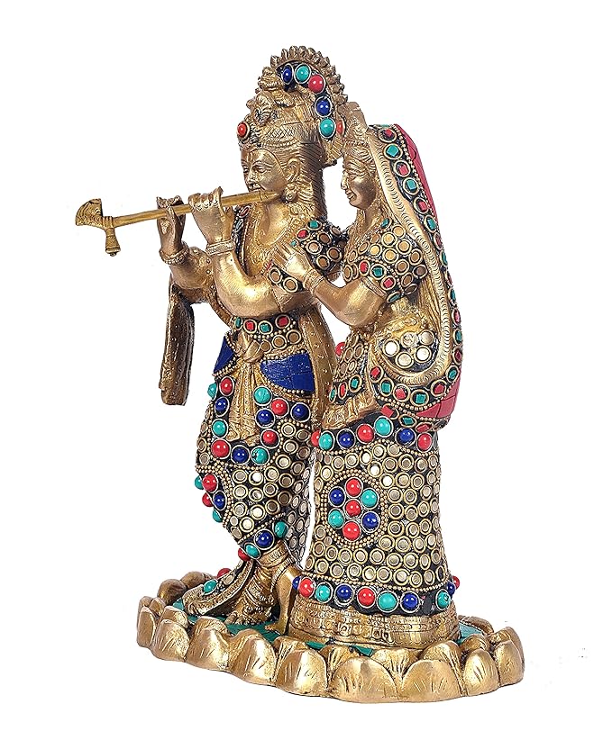 Brass Radha Krishna Idol (Height 11 Inches)