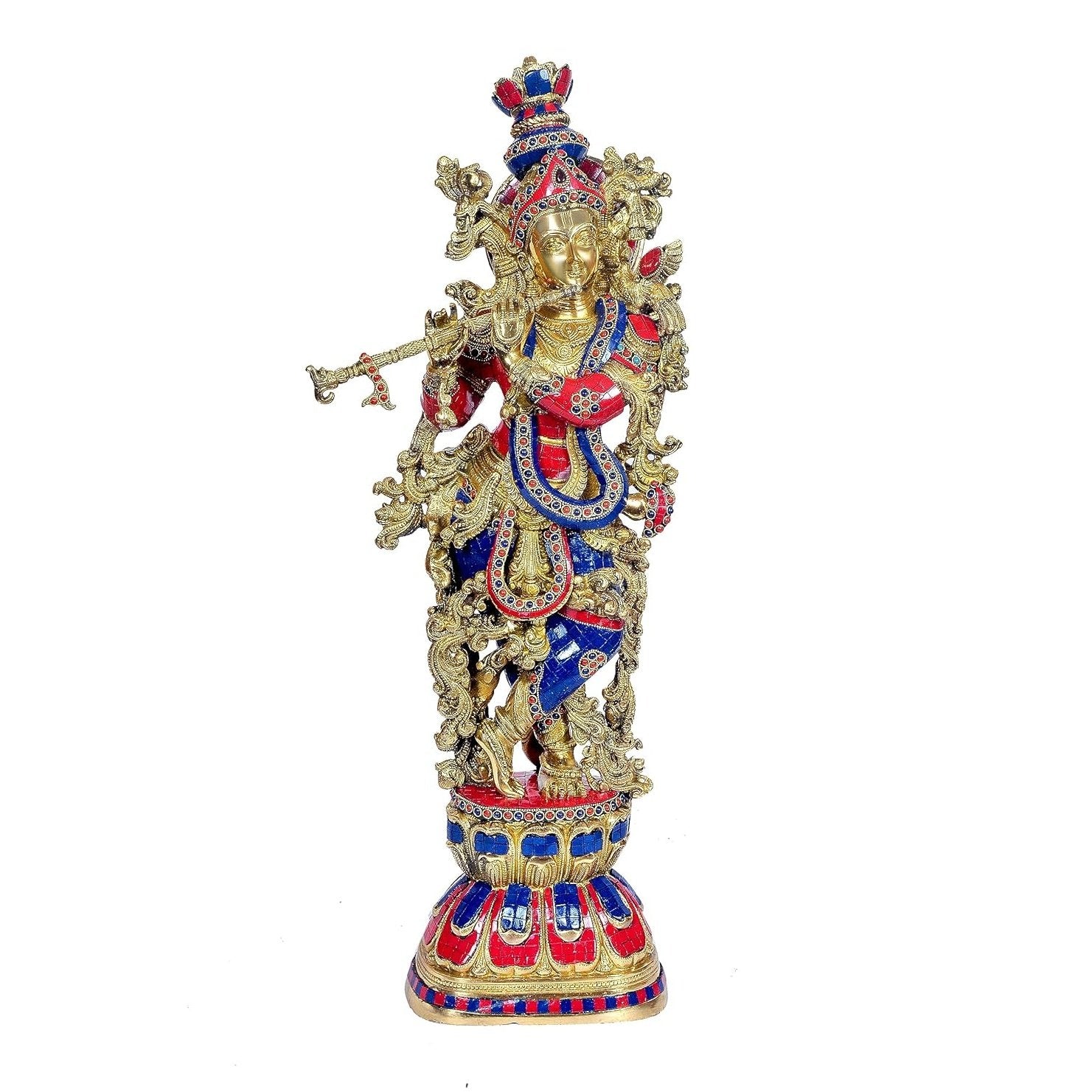 Brass Krishna Murti (Height : 29 inches)