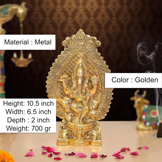 Metal Lord Ganesha Idol (Height 10.5 inch)