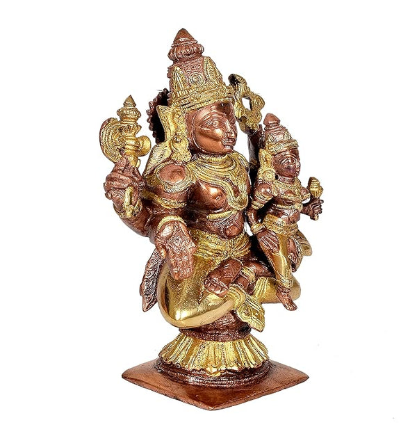 Brass Shiv Parvati Idol Statue for Temple Home Office Decor Gift Item Height : 7 inch Study Setting