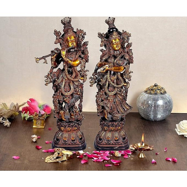 Brass Radha Krishna Sculpture (Height: 29inches) Mandir Setting
