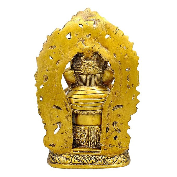 Ganesha Brass Handcrafted Antique Finish Bhagwan Ganpati Sitting Idol Height 9 Inch Study Setting