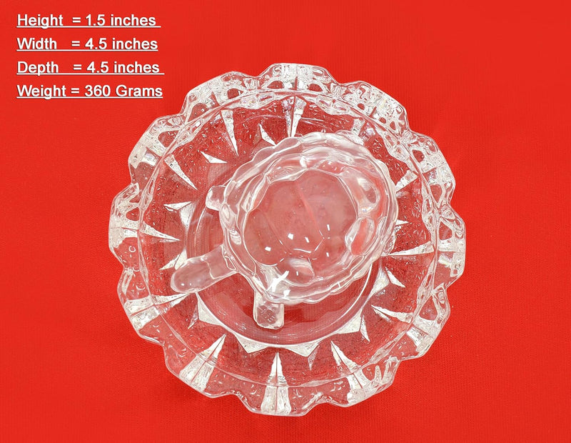Crystal Tortoise with Plate Figurine (Height: 1.5 Inch)