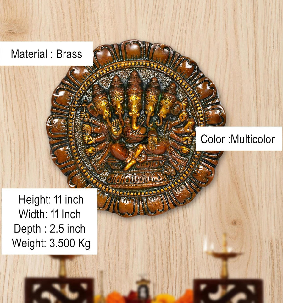 Brass Panchmukhi Ganesha Wall Hanging (Height 11 Inch) Craft Detail