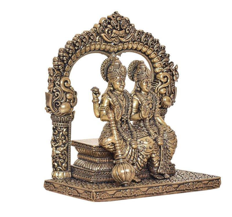 Finest Brass Vishnu Lakshmi Statue (Height: 5 Inches)